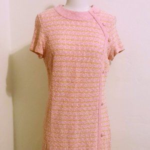 Vintage 60s pink knit shift dress